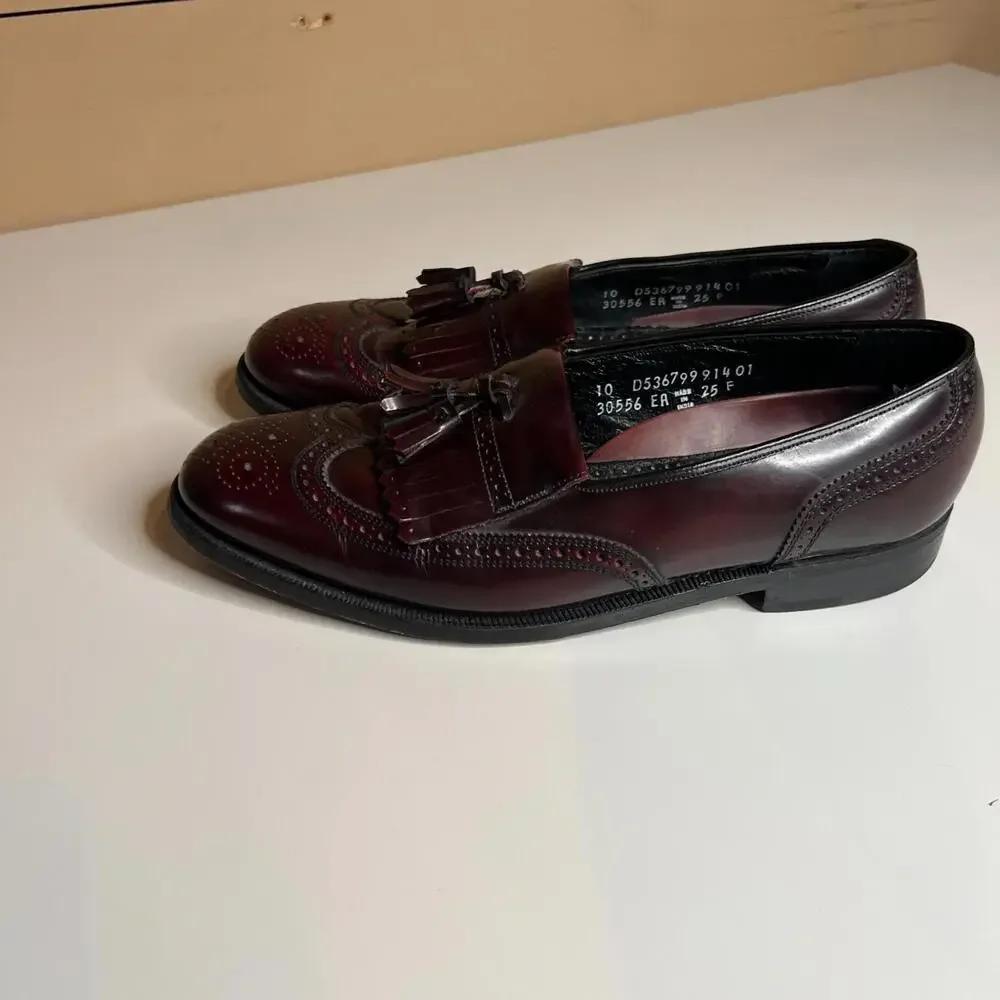 Vintage Florsheim Tassel Loafers Burgundy‎ Leather Men’s Size 10